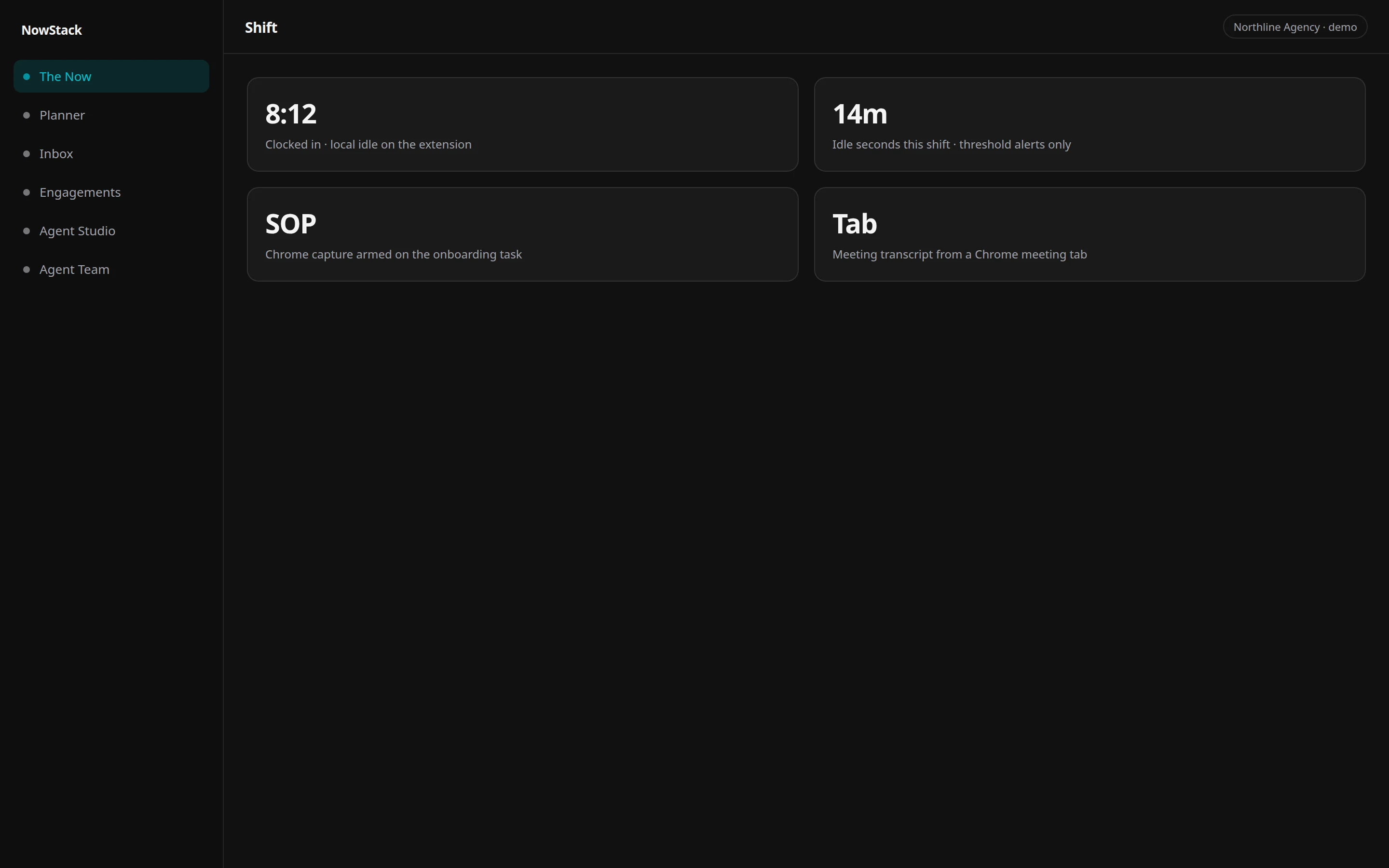 Clock-in shift record with idle telemetry